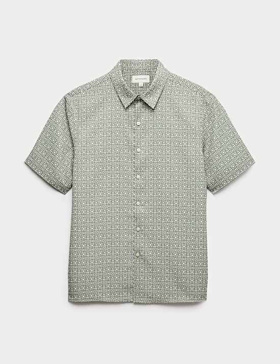 חולצת שרוול קצר עם הדפס גיאומטרי