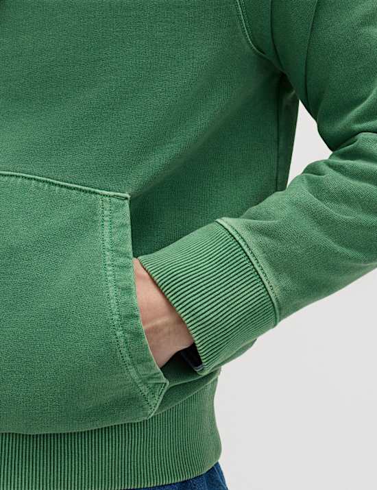 Hoodie aus reiner Baumwolle in St&uuml;ckf&auml;rbung