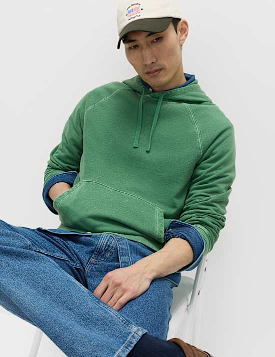 Hoodie aus reiner Baumwolle in St&uuml;ckf&auml;rbung