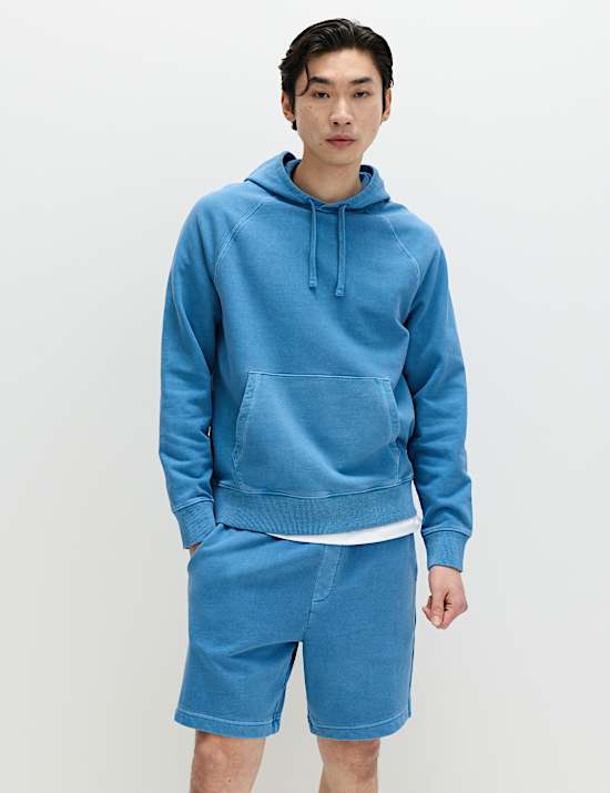 Sweat &agrave; capuche 100 % coton teint en pi&egrave;ce