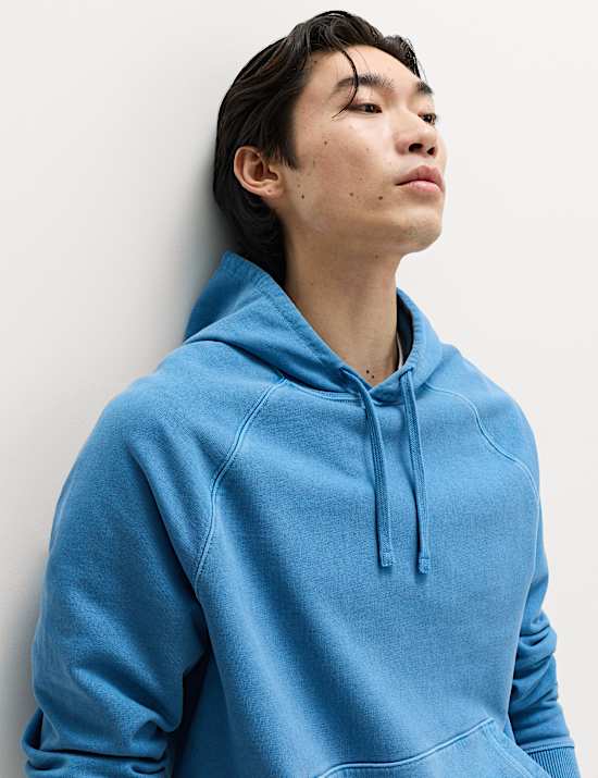 Sweat &agrave; capuche 100 % coton teint en pi&egrave;ce