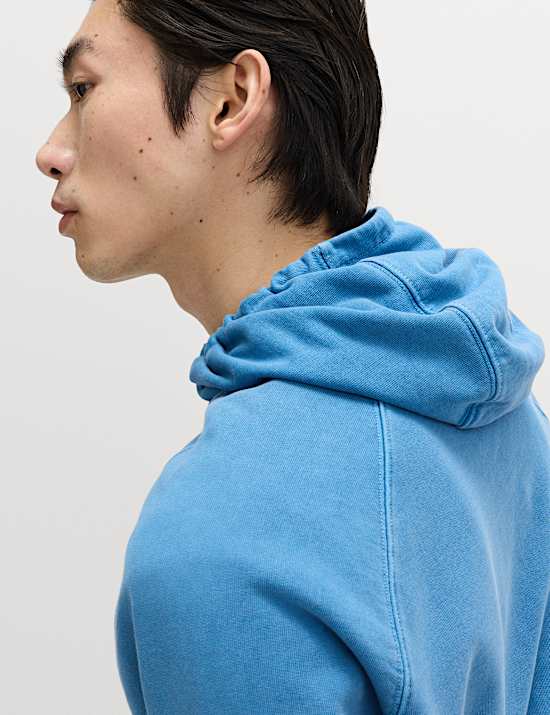 Sweat &agrave; capuche 100 % coton teint en pi&egrave;ce