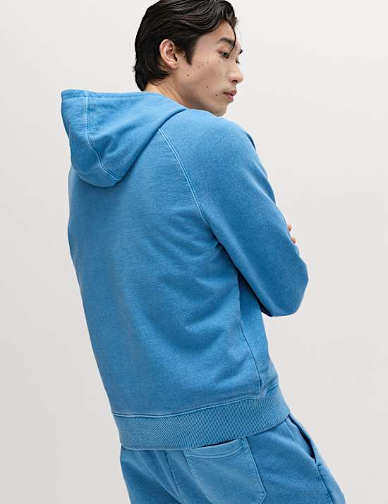 Sweat &agrave; capuche 100 % coton teint en pi&egrave;ce