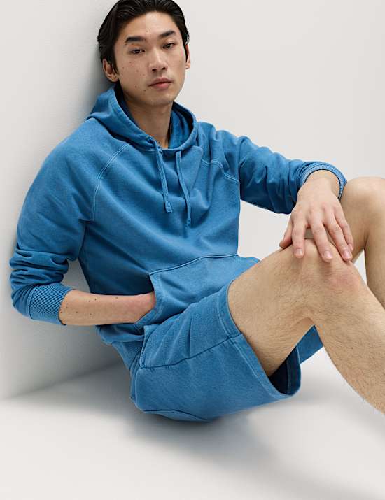Sweat &agrave; capuche 100 % coton teint en pi&egrave;ce