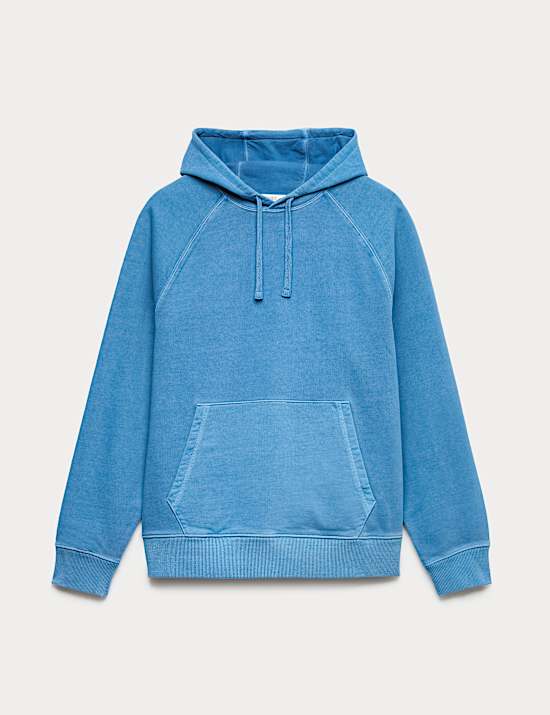 Sweat &agrave; capuche 100 % coton teint en pi&egrave;ce
