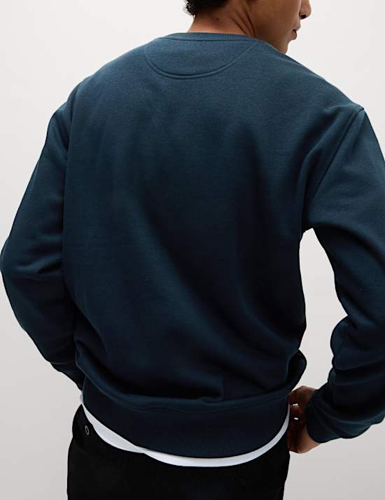 Cotton Rich Relaxed Fit Crew Neck Sweatshirt