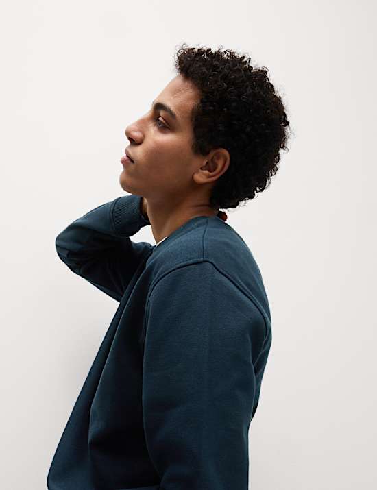 Cotton Rich Relaxed Fit Crew Neck Sweatshirt