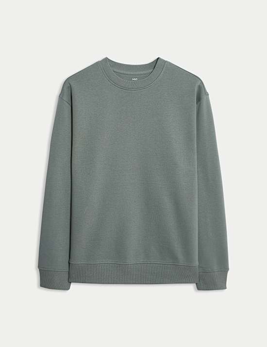 Sweatshirt mit hohem Baumwollanteil, Rundhalsausschnitt und bequemer Passform