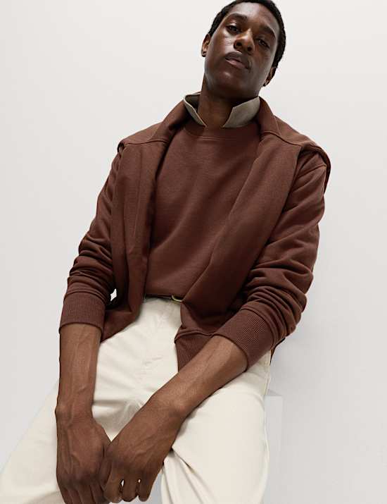 Cotton Rich Relaxed Fit Crew Neck Sweatshirt