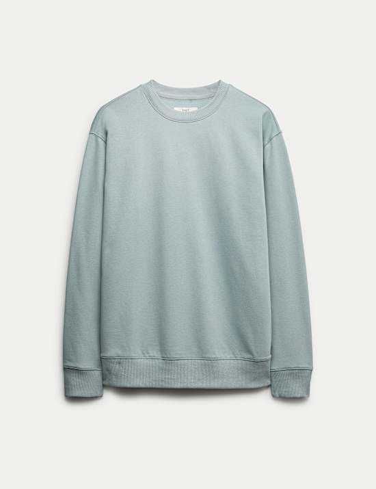 Cotton Rich Relaxed Fit Crew Neck Sweatshirt