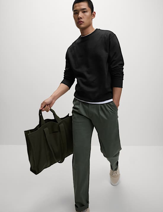 Cotton Rich Relaxed Fit Crew Neck Sweatshirt