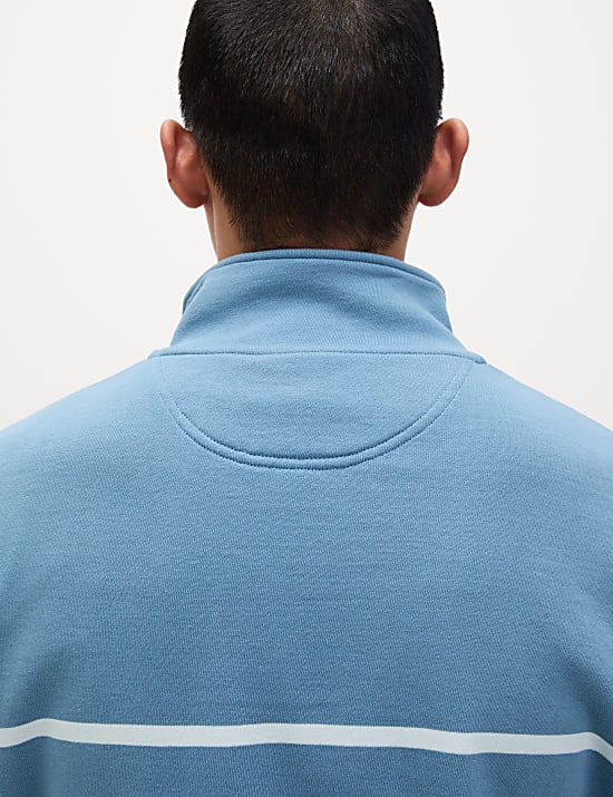 Ριγέ φούτερ με φερμουάρ στο μισό μήκος από 100% βαμβάκι