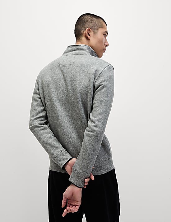 Pure Cotton Zip Up Funnel Neck Sweatshirt