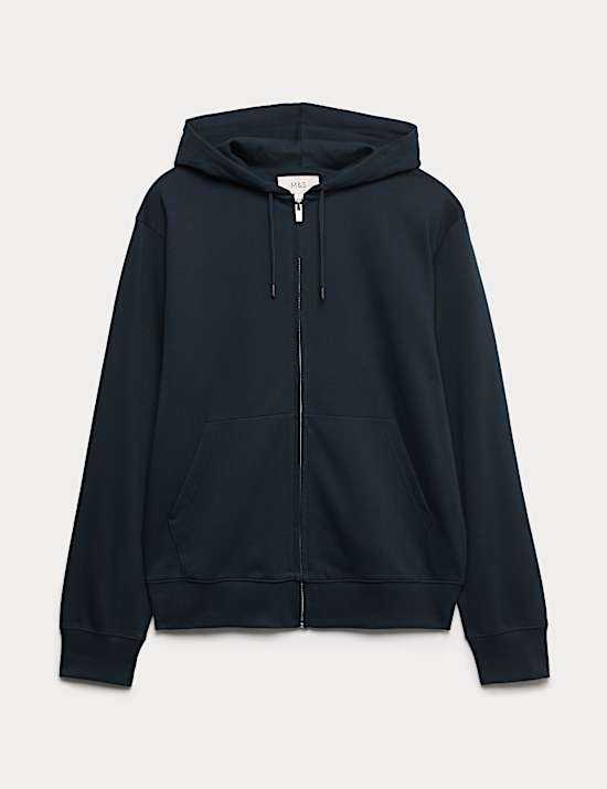 Sudadera con capucha de algodón con cremallera