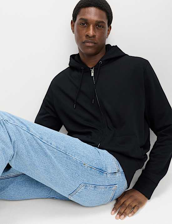 Cotton Rich Zip Through Hoodie