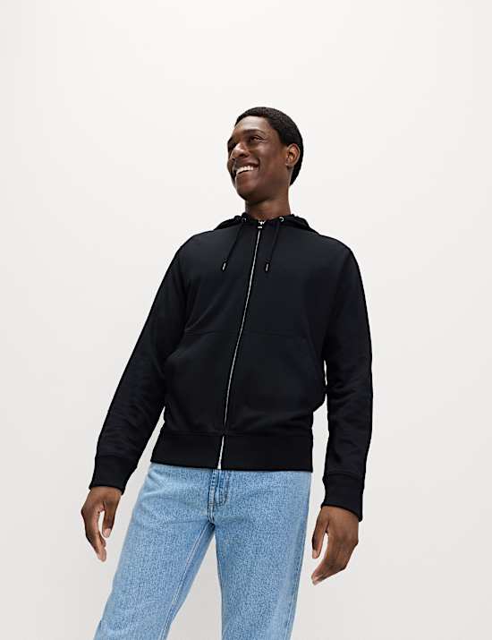 Cotton Rich Zip Through Hoodie