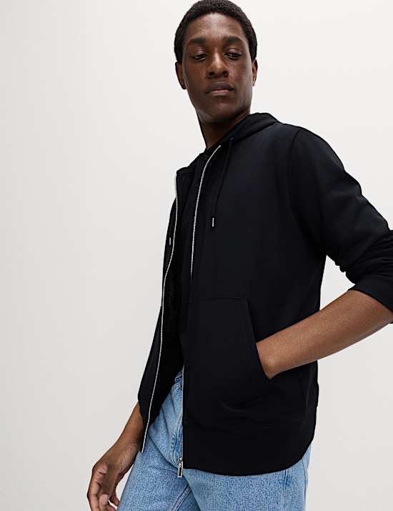 Cotton Rich Zip Through Hoodie