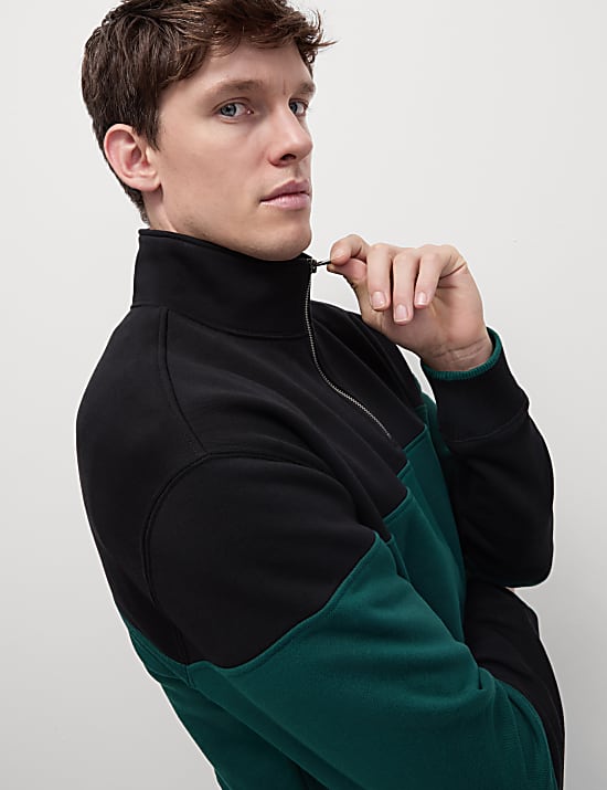 Pure Cotton Half Zip Sweatshirt