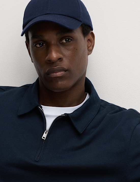 Cotton Rich Half Zip Polo Shirt