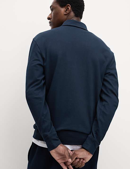 Cotton Rich Half Zip Polo Shirt