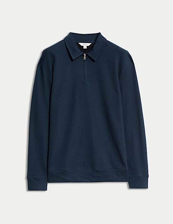 Cotton Rich Half Zip Polo Shirt