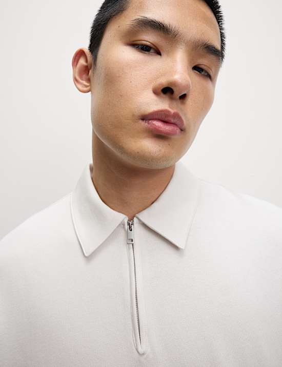 Cotton Rich Half Zip Polo Shirt