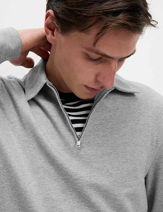 Cotton Rich Half Zip Polo Shirt