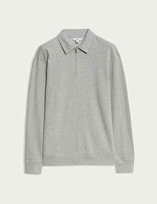 Cotton Rich Half Zip Polo Shirt