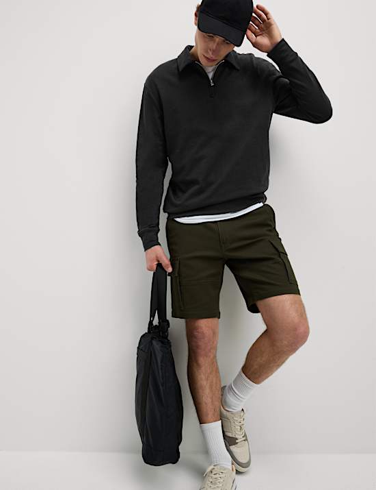 Cotton Rich Half Zip Polo Shirt