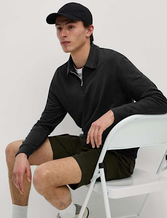 Cotton Rich Half Zip Polo Shirt