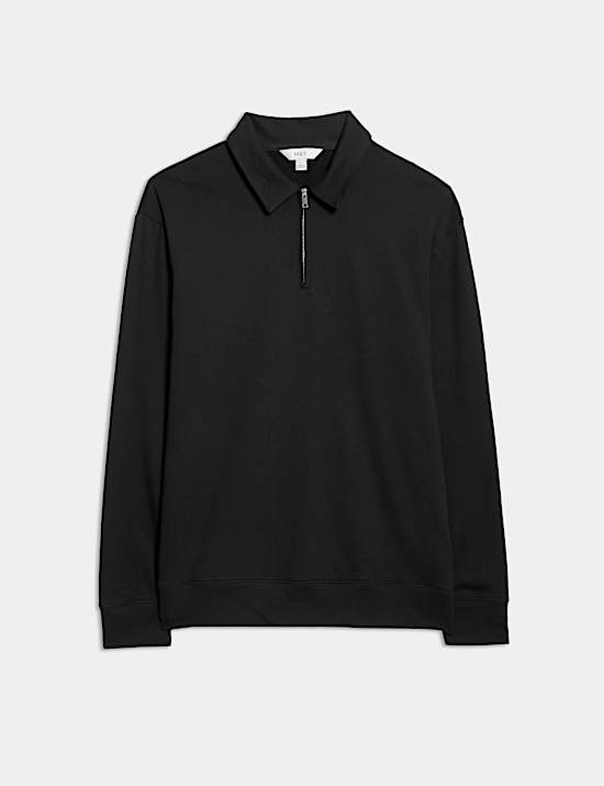 Cotton Rich Half Zip Polo Shirt
