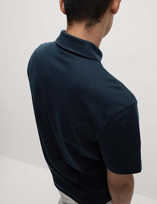 Polo coupe extra-large en coton textur&eacute;