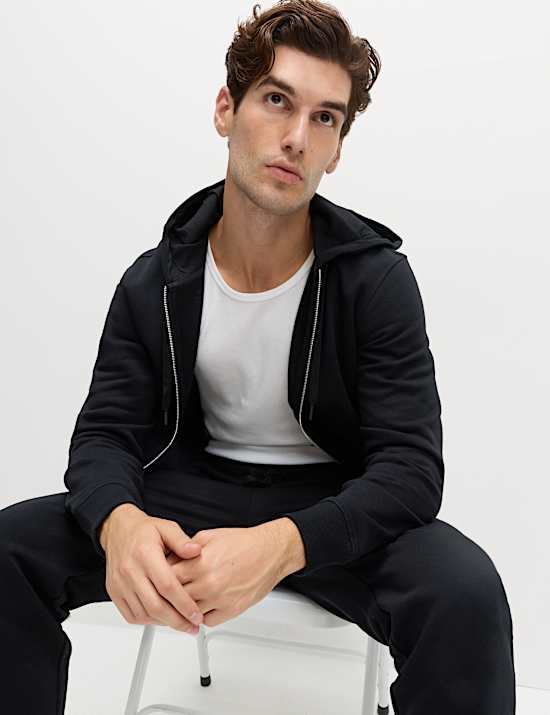 Cotton Rich Relaxed Zip Through Hoodie