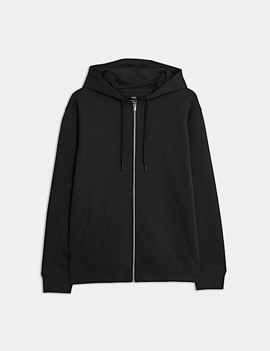 Cotton Rich Relaxed Zip Through Hoodie