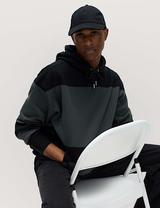 Pure Cotton Colour Block Hoodie