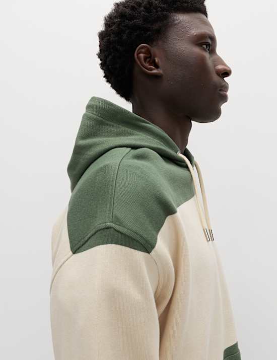 Pure Cotton Colour Block Hoodie