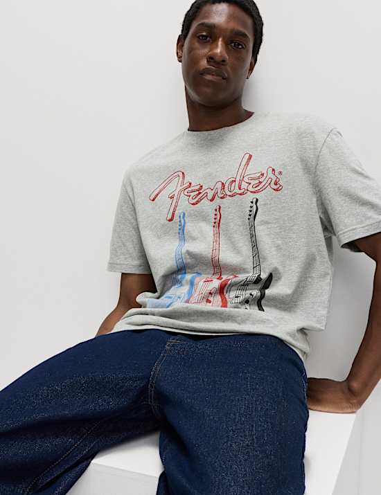 Fender T-Shirt aus reiner Baumwolle
