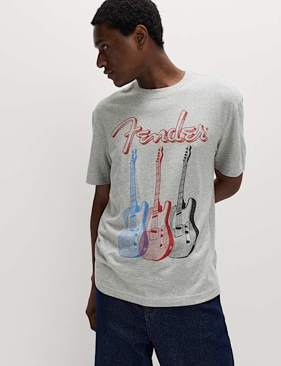 Fender T-Shirt aus reiner Baumwolle