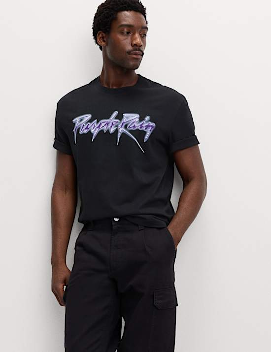 Pure Cotton Purple Rain Graphic T-Shirt