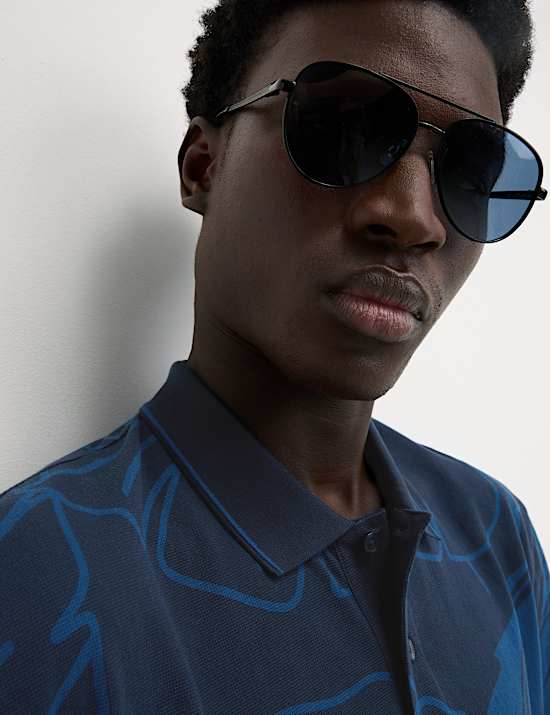 Poloshirt van puur katoen met grote palmprint