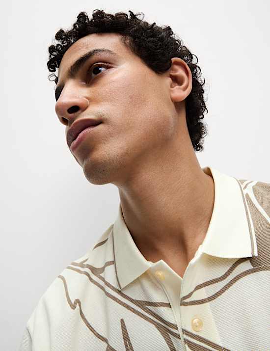 Polo 100 % coton &agrave; imprim&eacute; palmier