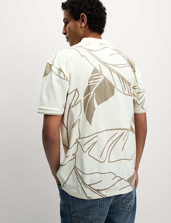 Polo 100 % coton &agrave; imprim&eacute; palmier