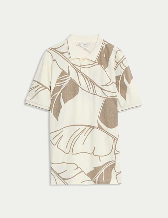 Polo 100 % coton &agrave; imprim&eacute; palmier