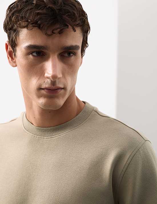 Sweatshirt mit rundem Ausschnitt und hohem Baumwollanteil