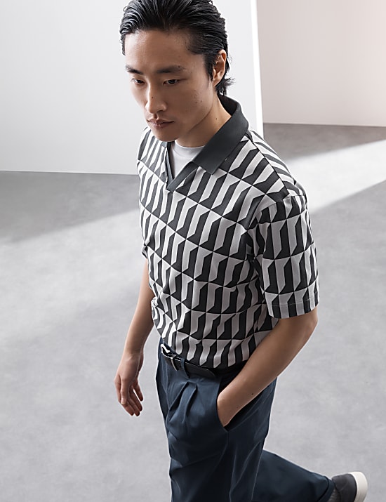 Pure Supima&reg; Cotton Geometric Print Polo Shirt