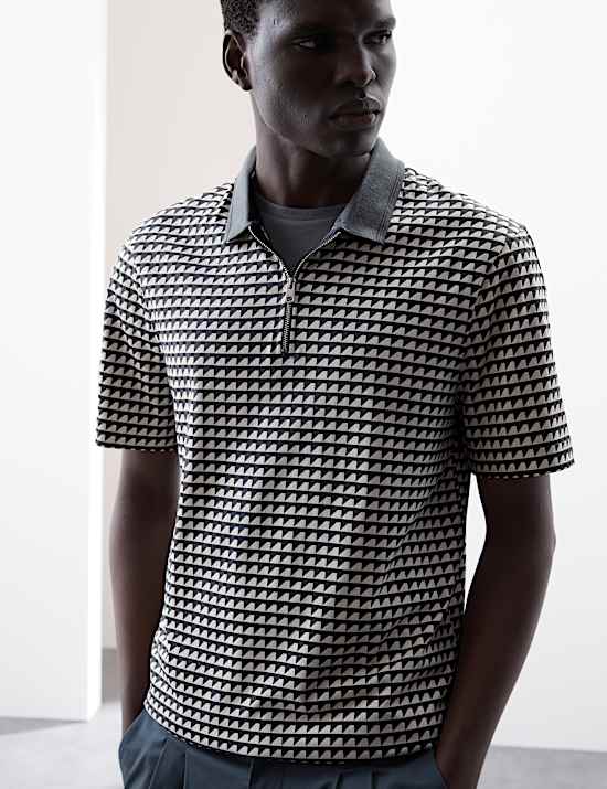 Pure Supima&reg; Cotton Geometric Polo Shirt