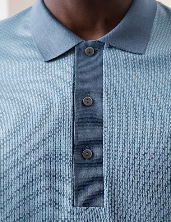 Poloshirt van zuiver Supima&reg;-katoen met jacquardmotief