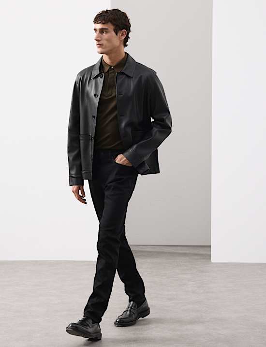 Pure Cotton Textured Long Sleeve Polo Shirt