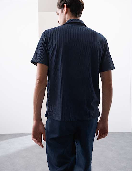 Chemise en ottoman à col cubain et revers