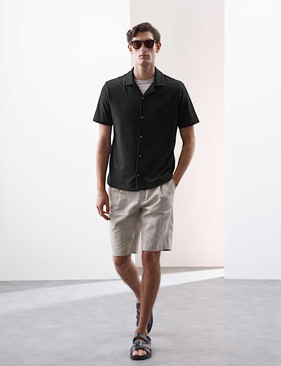 Chemise en ottoman &agrave; col cubain et revers